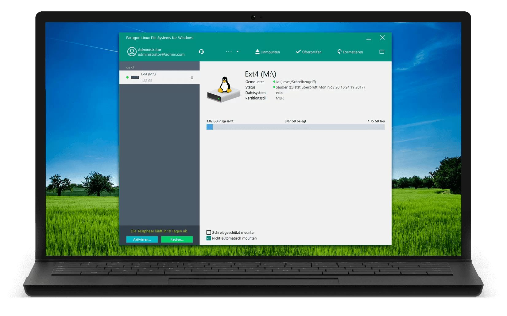 Linux File Systems für Windows Paragon Software