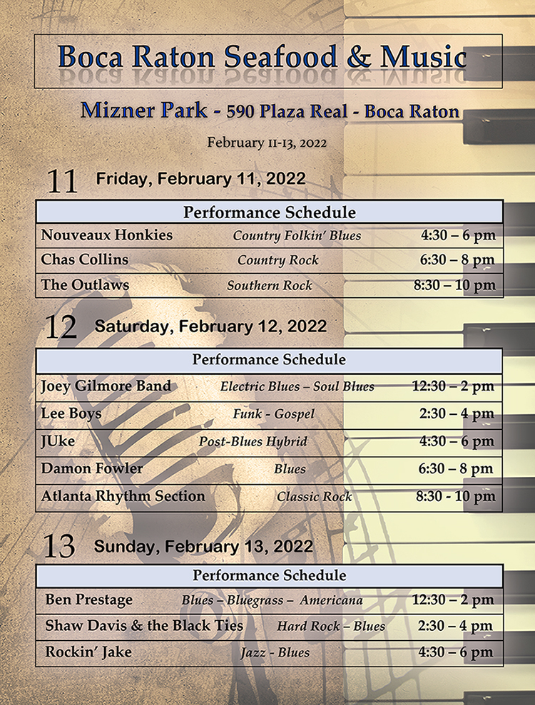 Boca Blues Festival 2023 Boca Raton Seafood & Music Festival - Paragon Festivals