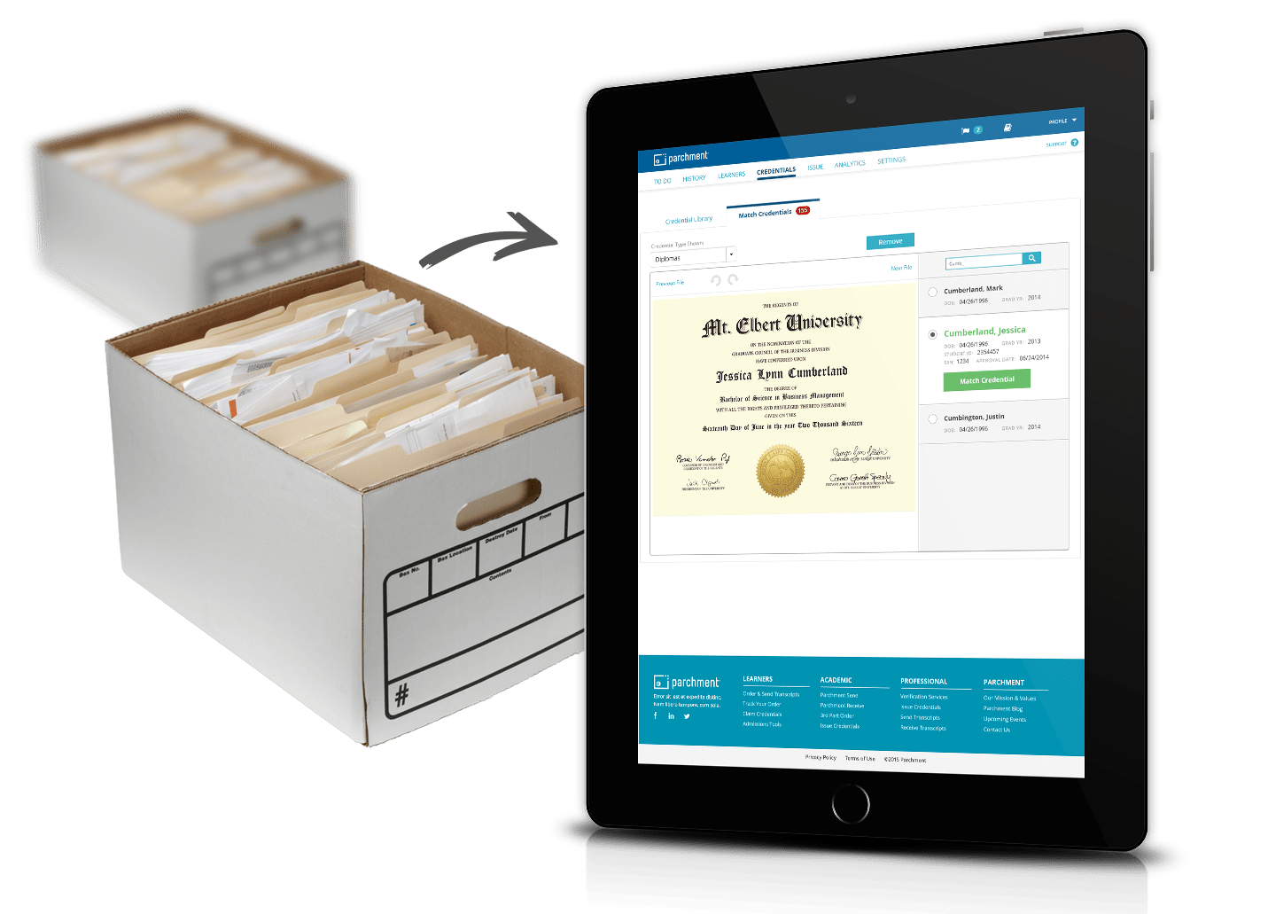 Scan & Index Alumni Transcripts & Records Paid Parchment Training