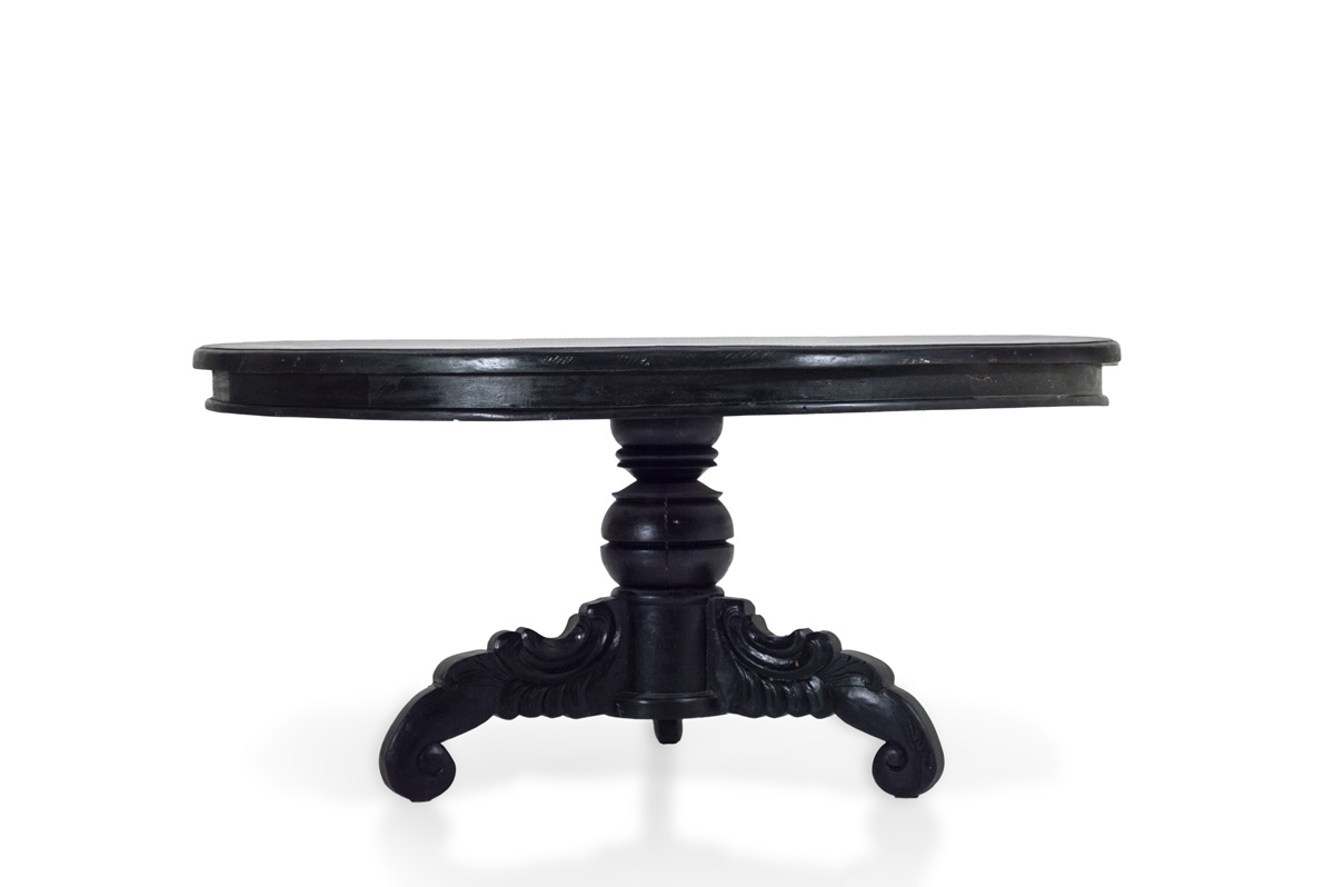 Solid teak dining table with handcarved base, parigiani italy