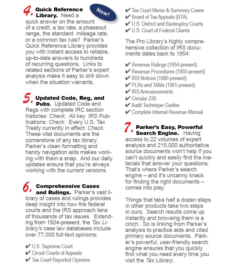 Tax Research Solutions Parker Tax Publishing Product Information