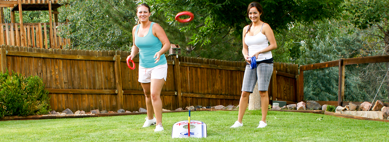 Great target games for family fun Features Cornhole, Disc Golf, Pitchback and Toss and Learn