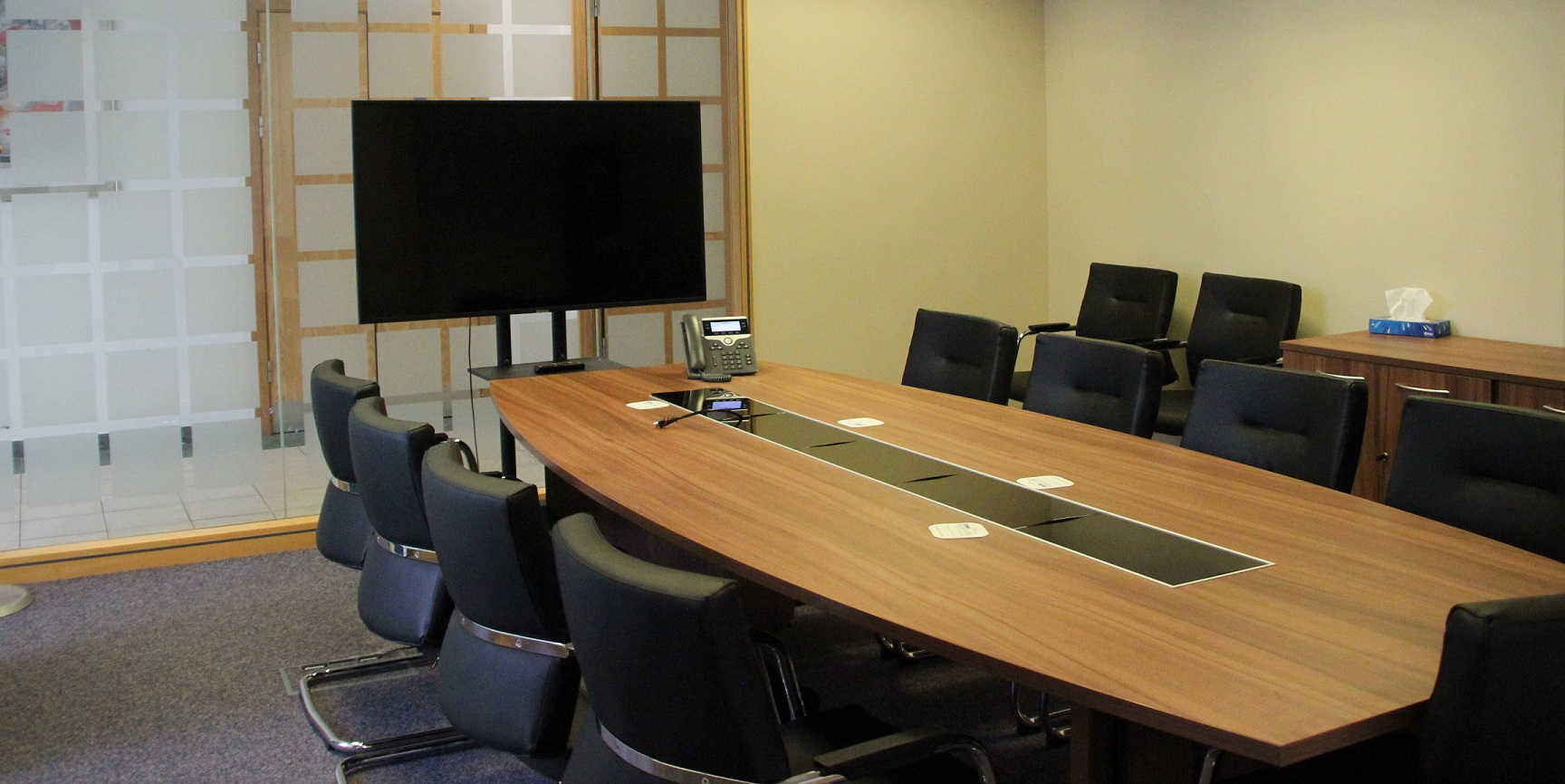 Sven Christiansen Ambus boardroom table with Mobili Vista Chairs