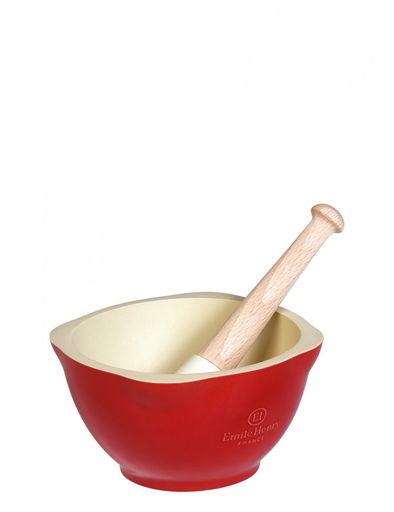 Mortier et pilon en céramique - Couleur Rouge grand cru ...