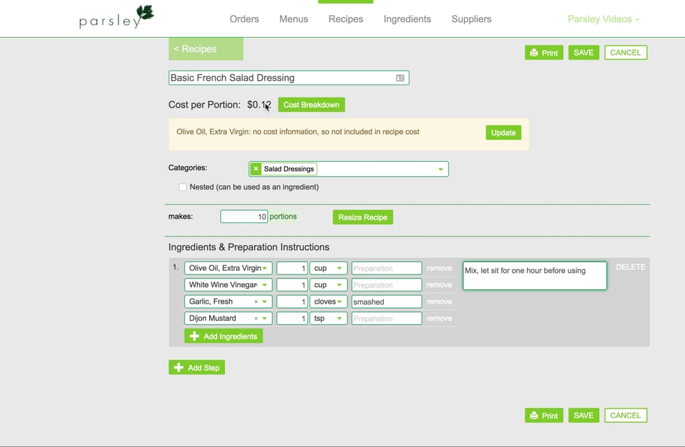 Creating a Simple Recipe Parsley Culinary Software for Chefs