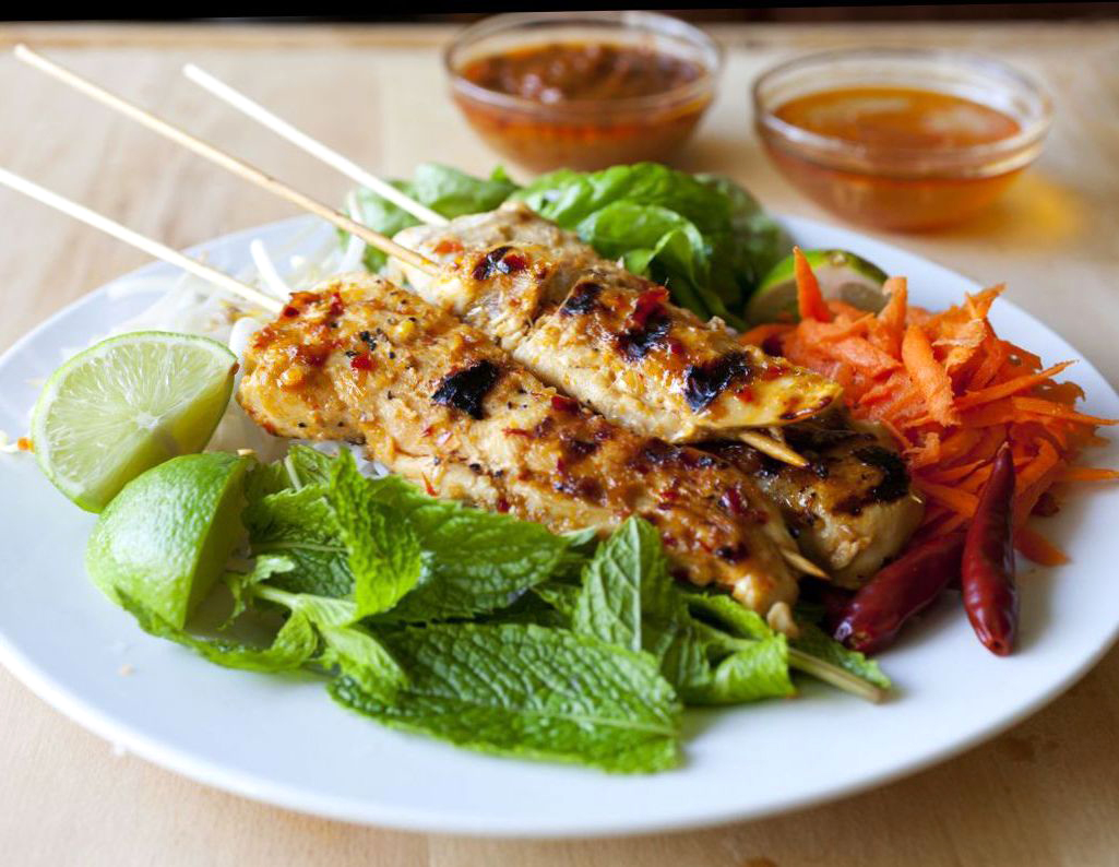 Grilled Lemongrass Chicken with Vietnamese Rice Noodle Salad Partial Ingredients