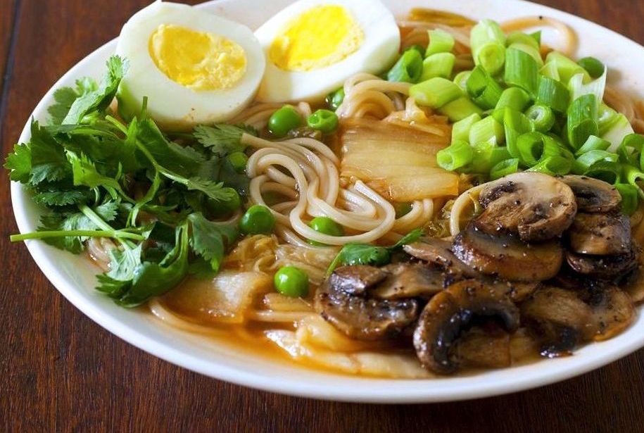 Korean Ramen with Kimchi and Sauteed Mushrooms Partial Ingredients