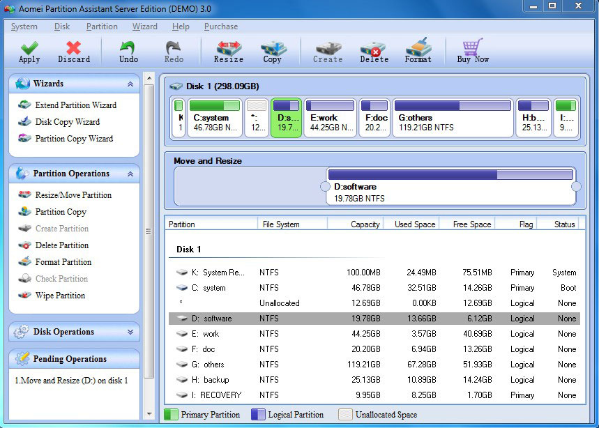 Resize Server 2003 NTFS partition without rebooting.