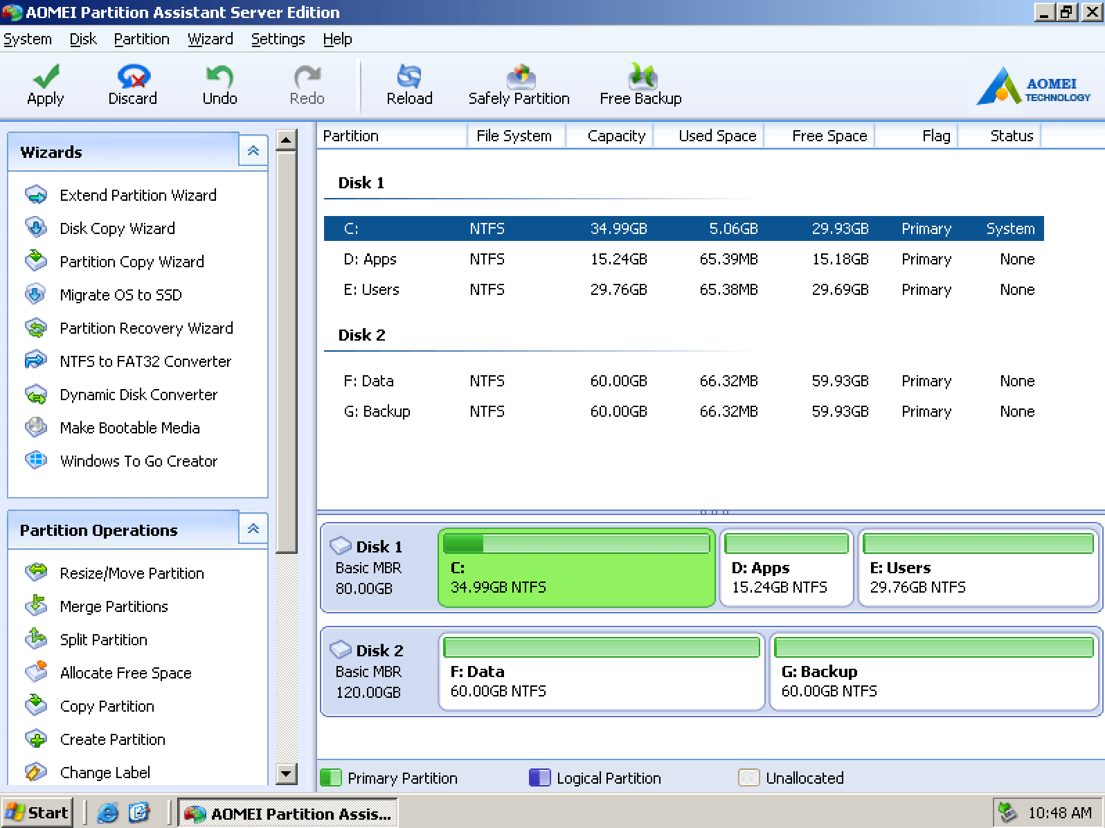 How to increase partition size in Windows 2003 Server easily?