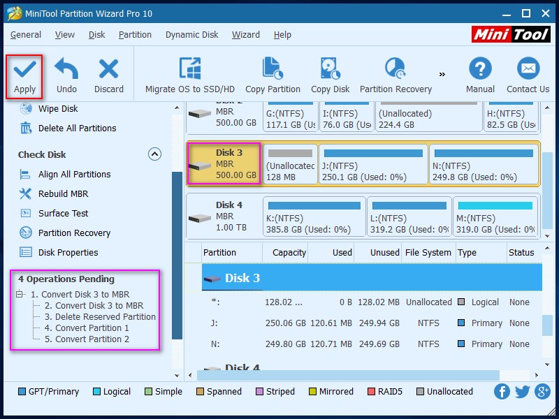 How to Convert GPT Disk to MBR Disk MiniTool Partition Wizard Tutorial