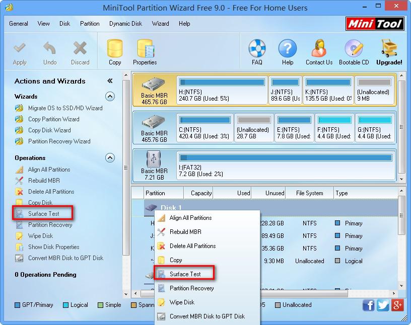 How to Make Disk Surface Test MiniTool Partition Wizard Tutorial