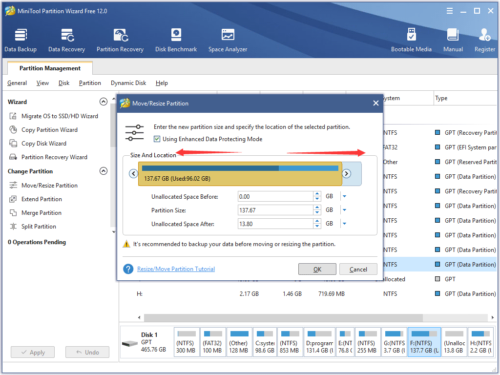 Resize GPT Disk Partition with/without Unallocated Space MiniTool