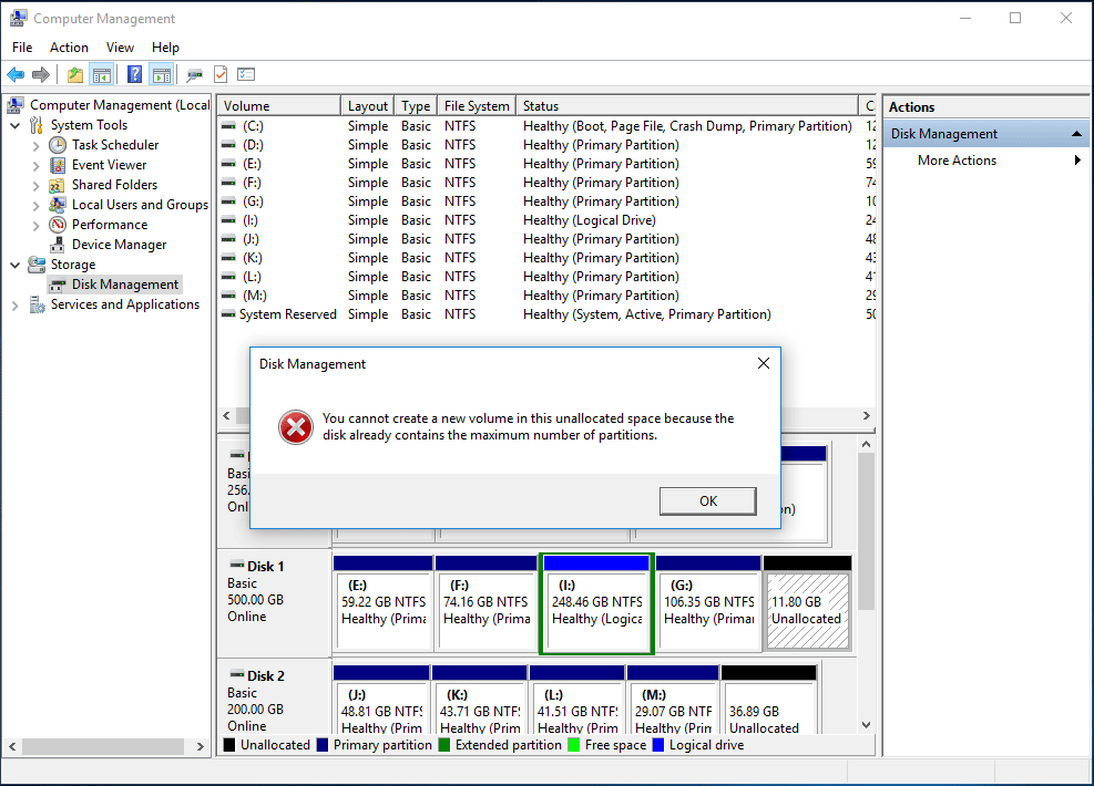 Fix Disk Already Contains Maximum Number of Partitions Error