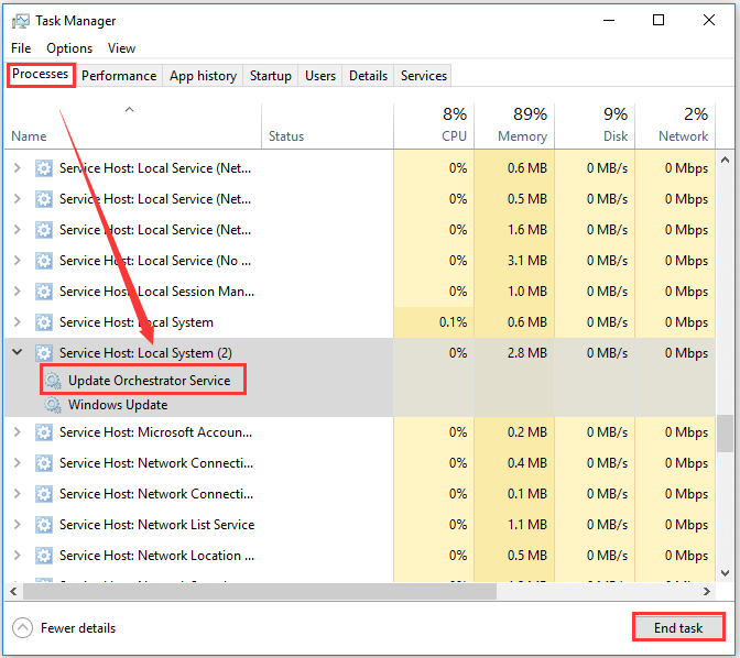 Fixed High CPU Usage for Update Orchestrator Service in Windows 10