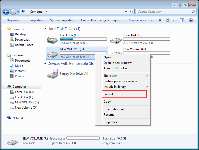 Change file system without formatting previewfor