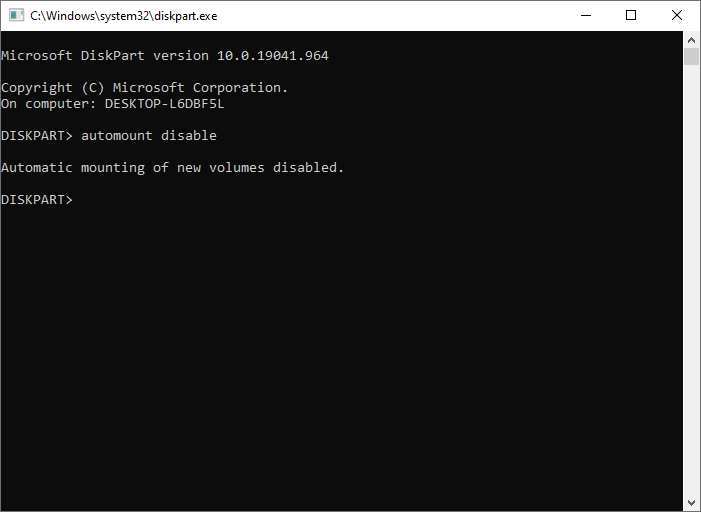 How to Disable or Enable AutoMounting of New Disks and Drives