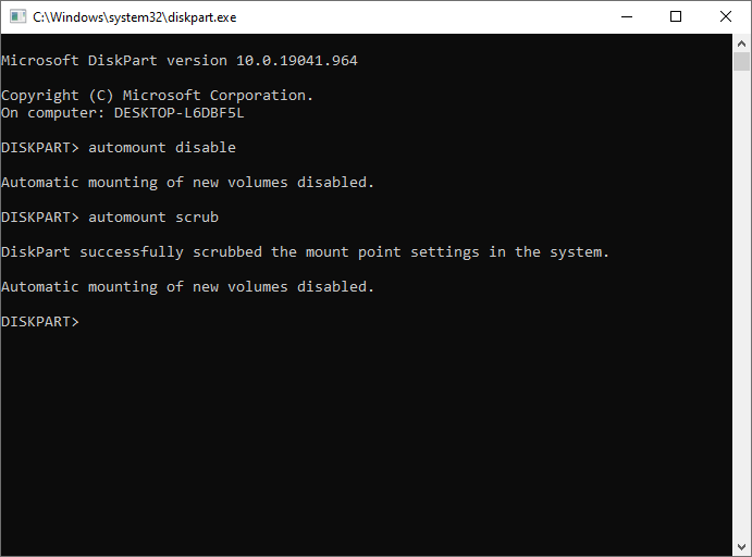 How to Disable or Enable AutoMounting of New Disks and Drives