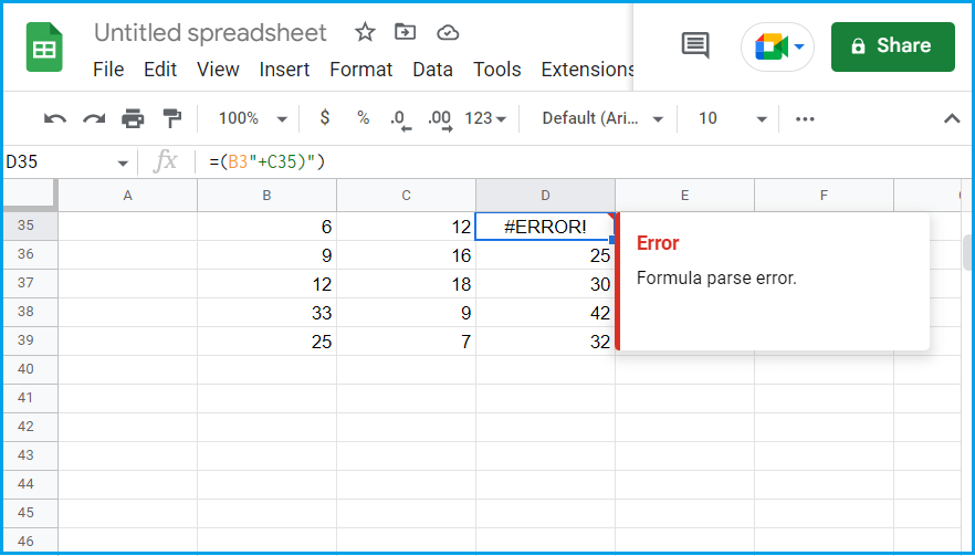 How to Fix the Formula Parse Error in Google Sheets? MiniTool