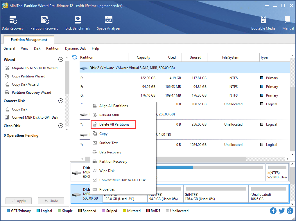 How to Delete All Partitions MiniTool Partition Wizard Tutorial