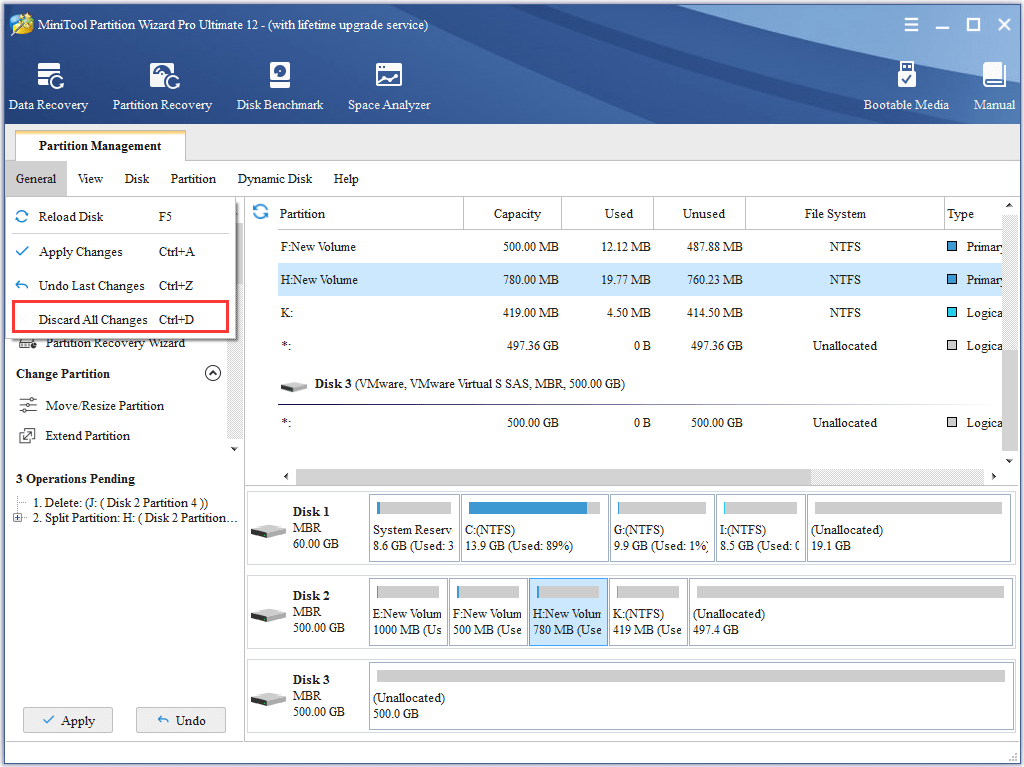 How to Discard All Changes MiniTool Partition Wizard Tutorial