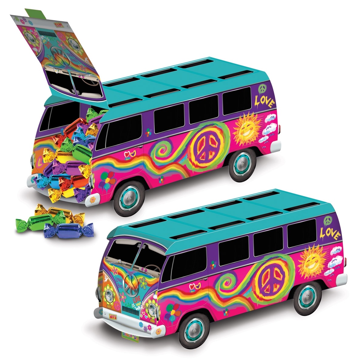 70er Deko Tischdeko HippieBus 25cm Party Extra