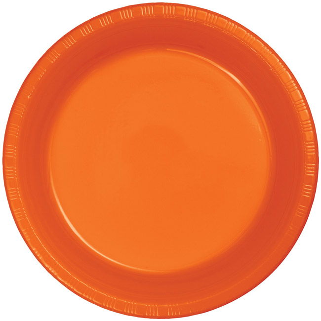 Sunkissed Orange Premium 9inch Plastic Plates Party at Lewis Elegant