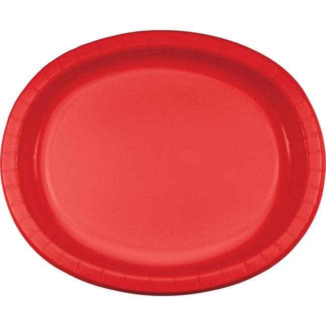 Red Sturdy Style 12inch Oval Paper Plates Red Paper and Plastic
