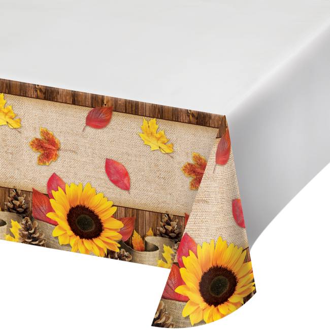 Autumn Sunflower Crafts Plastic Tablecloth Party at Lewis Elegant