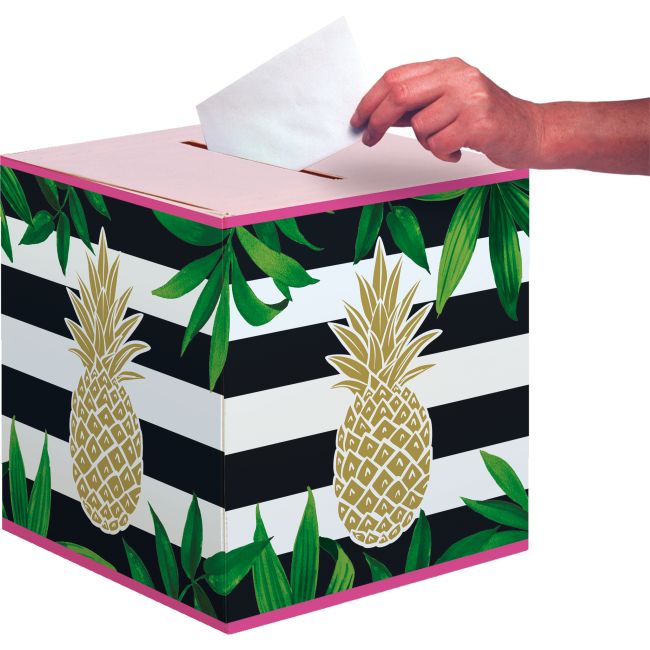 Pineapple Wedding Card Collection Box Party at Lewis Elegant Party Supplies. Plastic Dinnerware