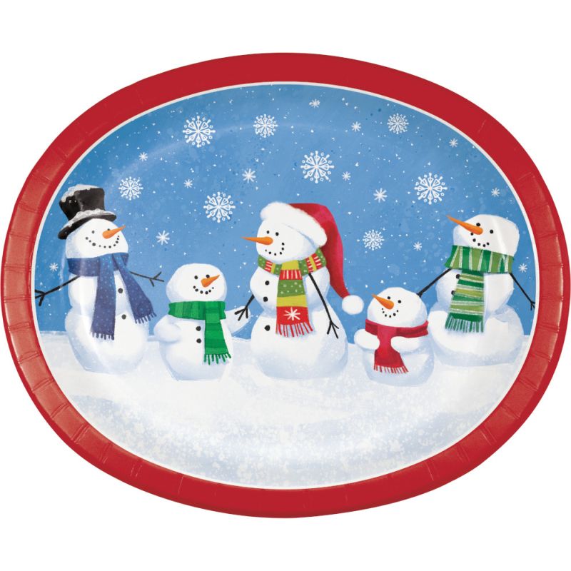 Smiling Snowman 12inch Oval Plates Party at Lewis Elegant Party