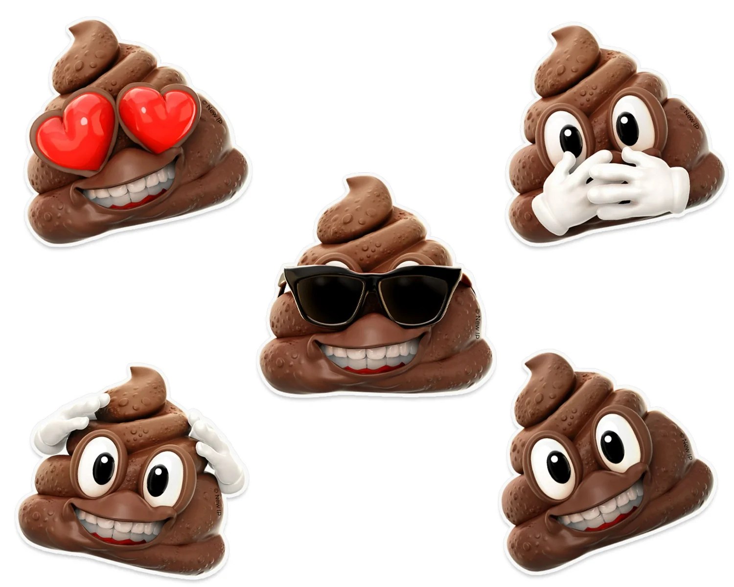 "Stick with Fun!" NEWMOJI® Poop Wall Stickers, Set of 5 Whimsical Wa
