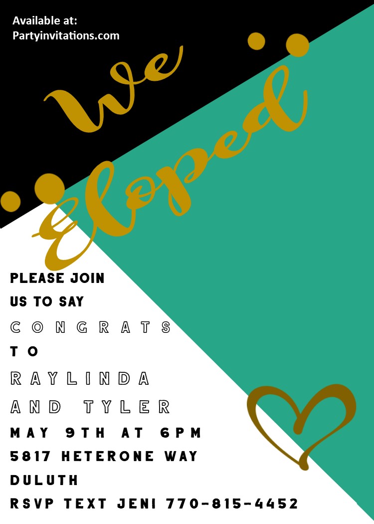 Elopement Party invitations Reception Only Invitations