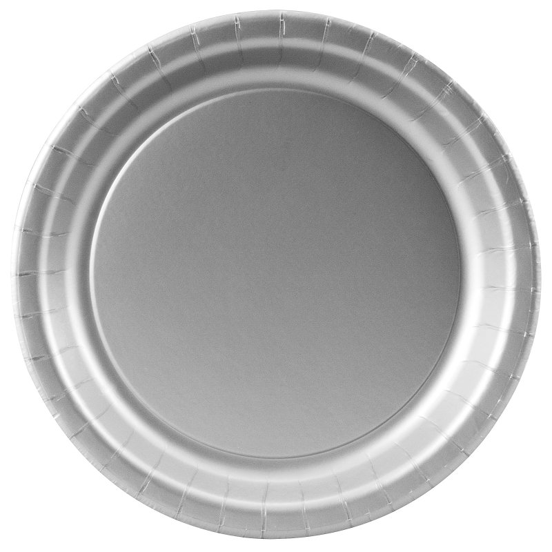 Round Paper Cake Plate Silver (8pc)