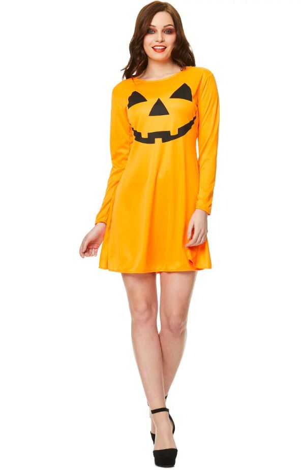 Women's Halloween Pumpkin Dress Orange (Polyester)