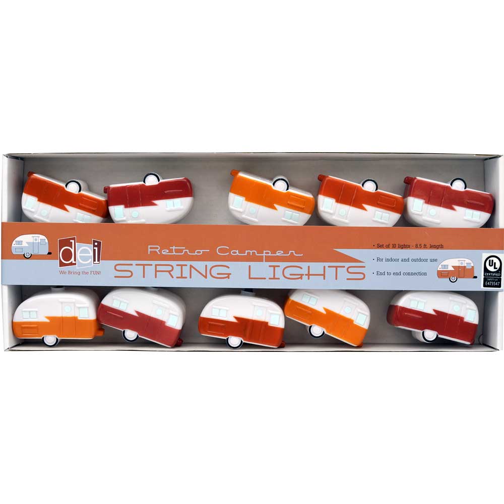 Retro Camper Travel Trailer String Lights Lodge & Camping Themed