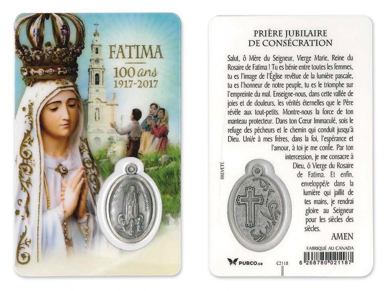 Carteprière avec insertion médaille Fatima Edition du Parvis