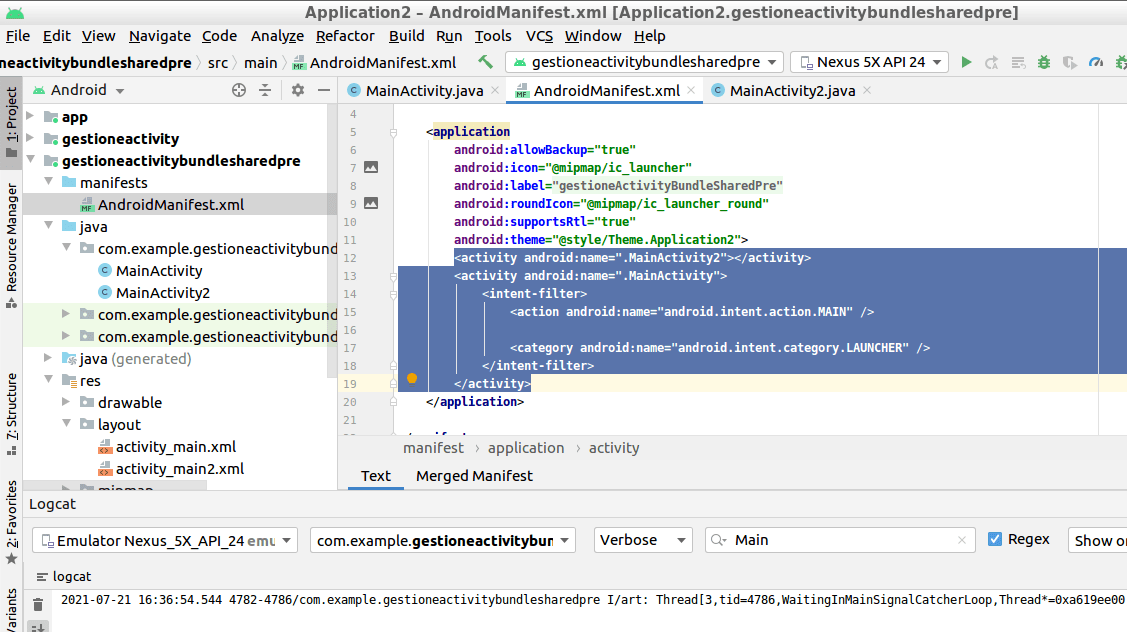 Android Studio AndroidManifest.xml e la sua importanza Algorithms