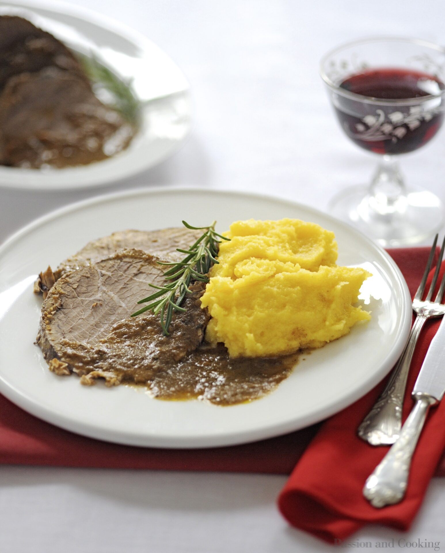 Brasato al Barolo con Polenta (Braised Beef in Barolo Wine with Polenta