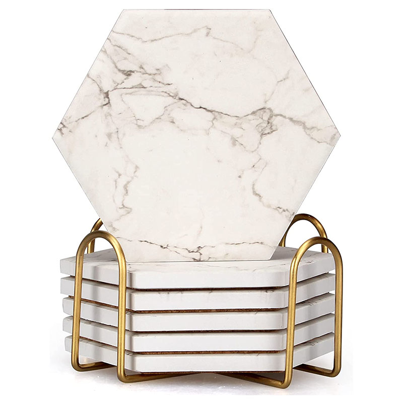 Custom Printed Absorbent Ceramic Coasters with Cork Back