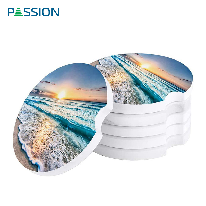 Custom printed ceramic car coaster 2.56 inch round shape