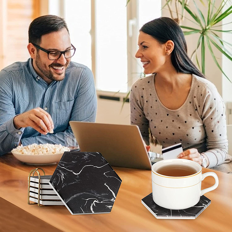 Hexagon Square Round Sublimation Coasters Blanks White Glazed Ceramic