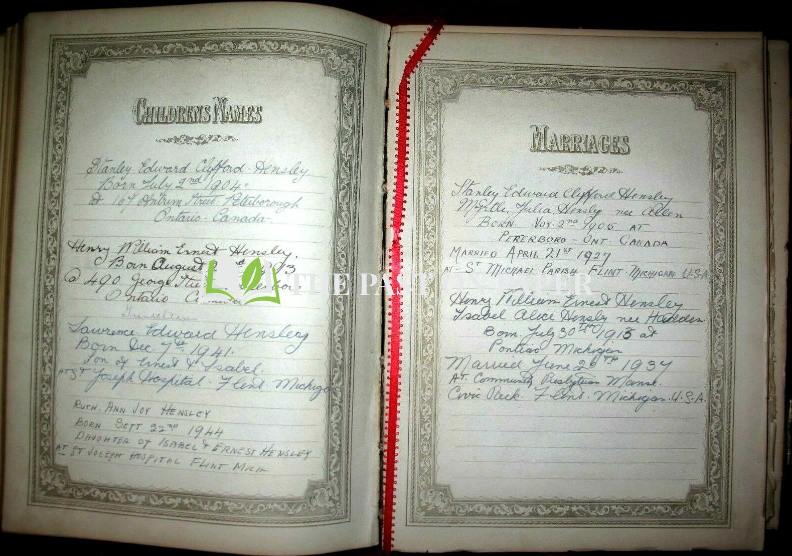 Hensley Family Bible Past on Paper