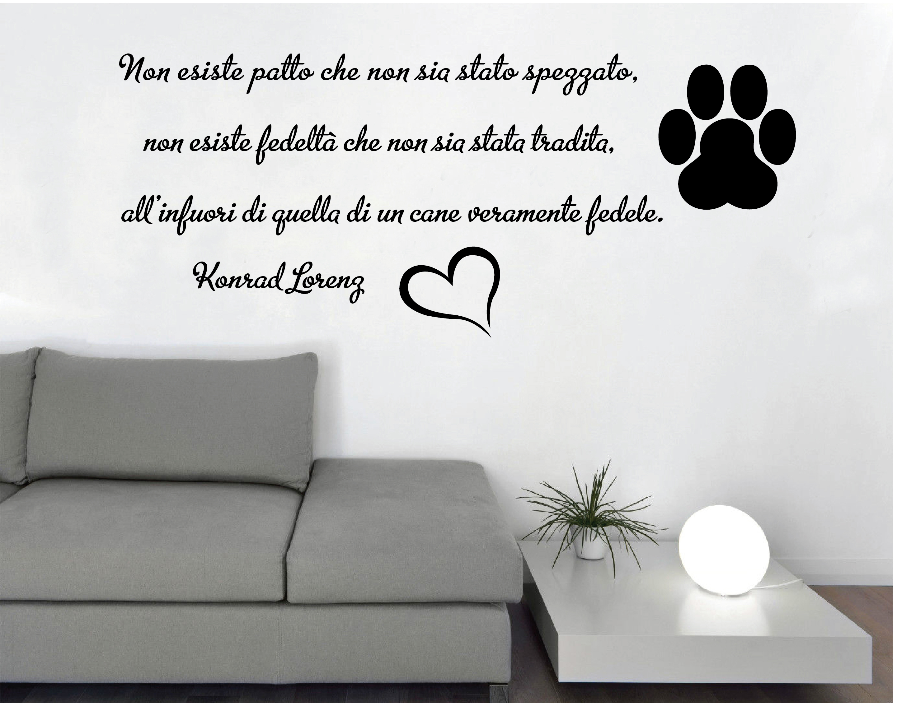 WALL STICKERS ADESIVI MURALI Frase Cane Fedele Parete Muro