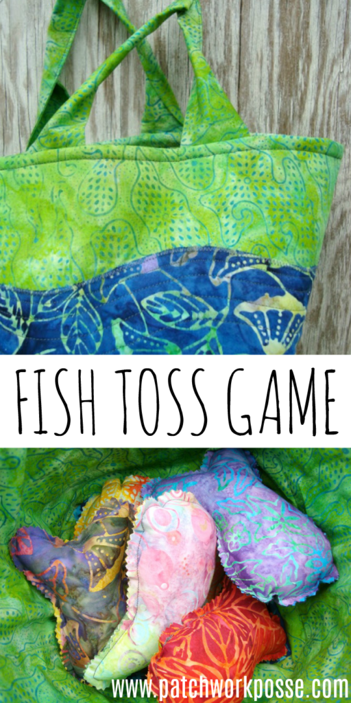 Handmade Fish Toss Game with Fabric Bucket Patchwork Posse