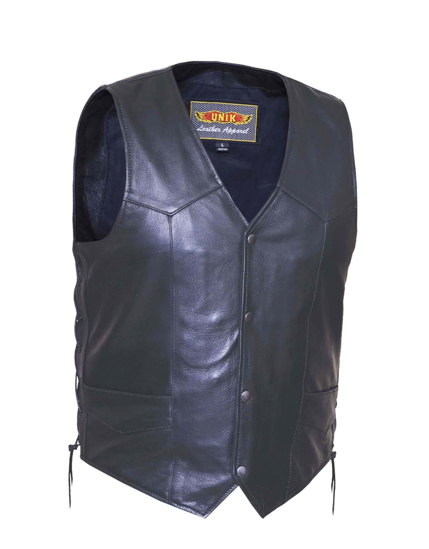 Mens Premium Buffalo Leather Vest w/Side Laces
