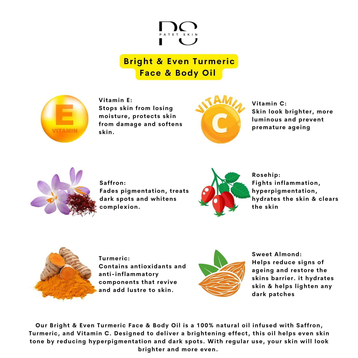 Bright & Even Turmeric Face & Body Oil PatetSkin