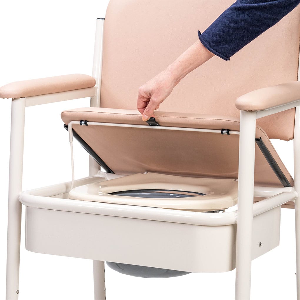 Deluxe Bedside Commode Hinged Seat
