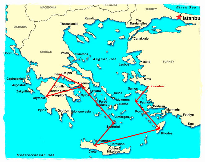 » Cruise + Athens + Santorini + 3 Day Classical Tour of GreecePatmos