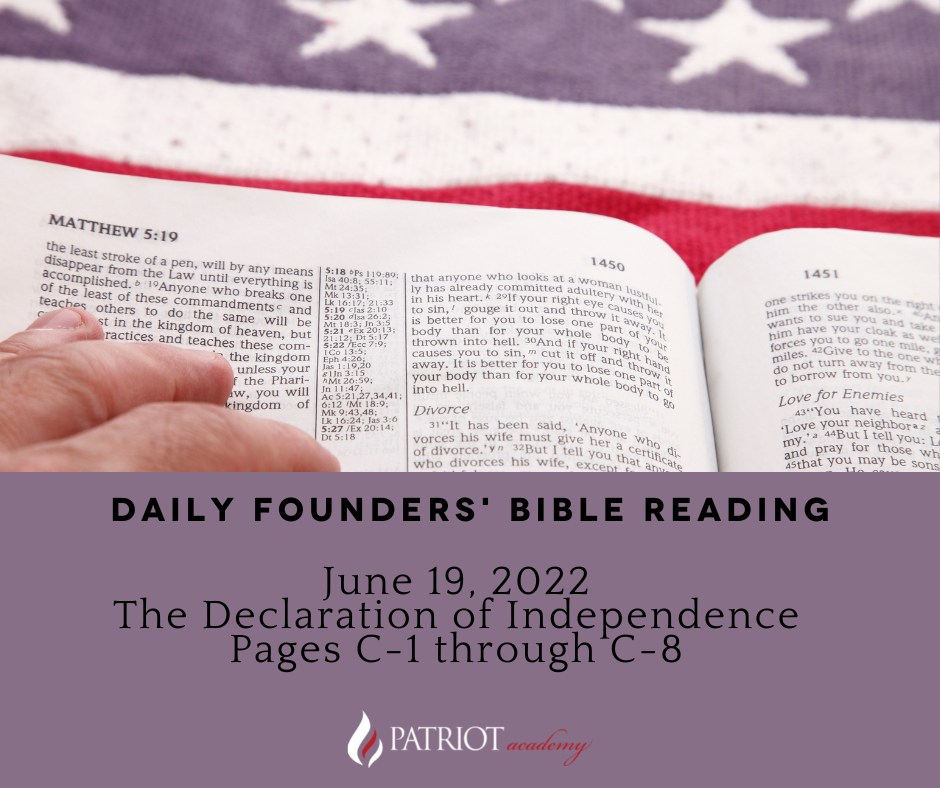 June 19, 2022 Daily Founders' Bible Reading Patriot Academy