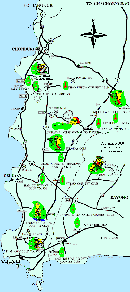 Golf Map Pattaya